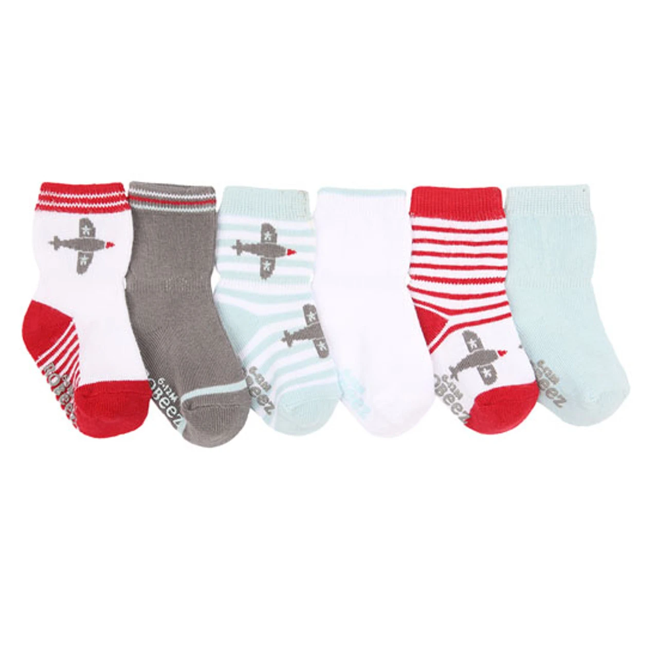 Robeez Aviator Games Baby Socks 6 Pack - Red 2 Robeez Aviator Games Baby Socks 6 Pack - Red - Image 2