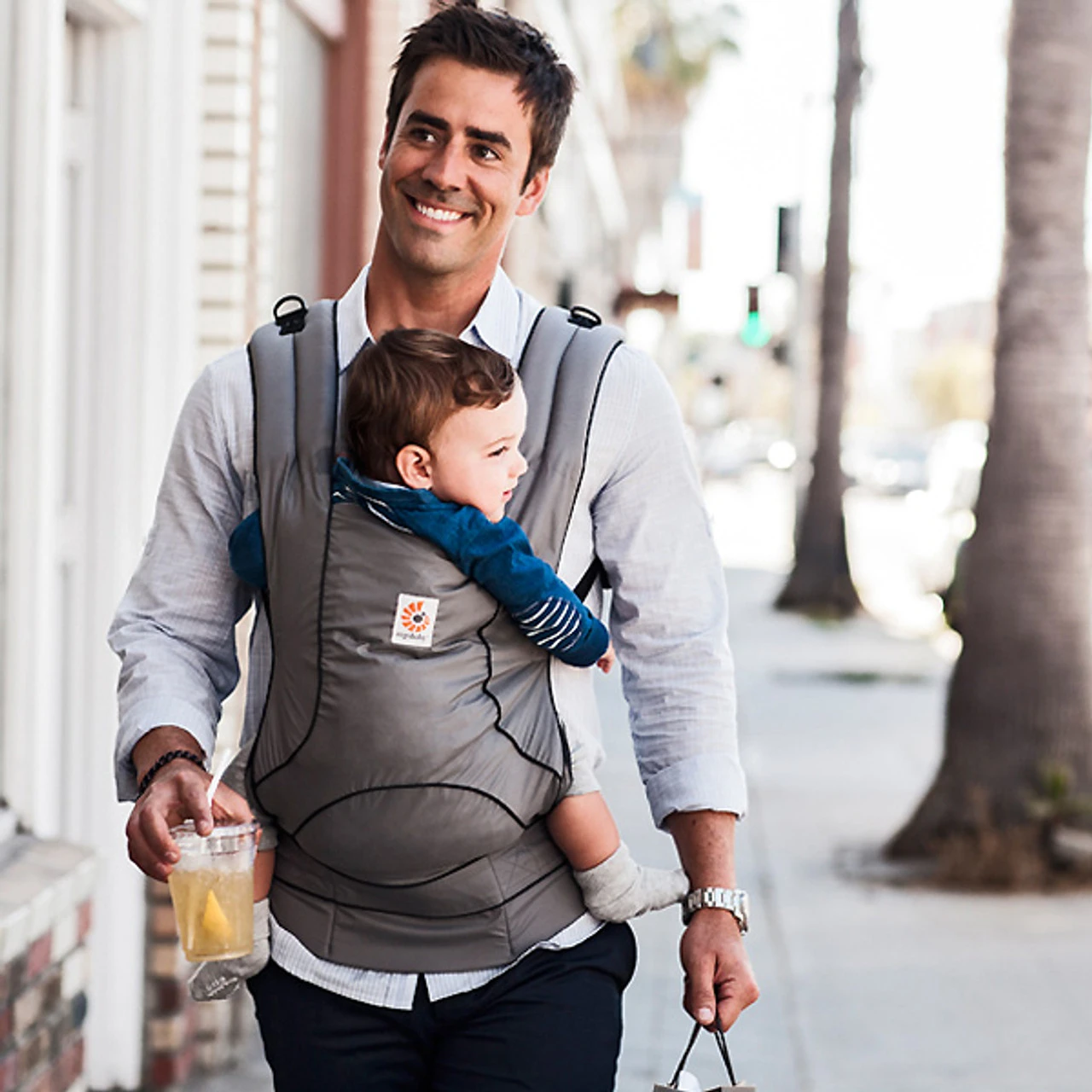 Ergo Baby Designer Baby Carrier - Urban Travel Chic Graphite 2 Ergo Baby Designer Baby Carrier - Urban Travel Chic Graphite - Image 2