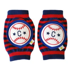 Crawlings Baby Knee Pad - Baseball Red Stripes
