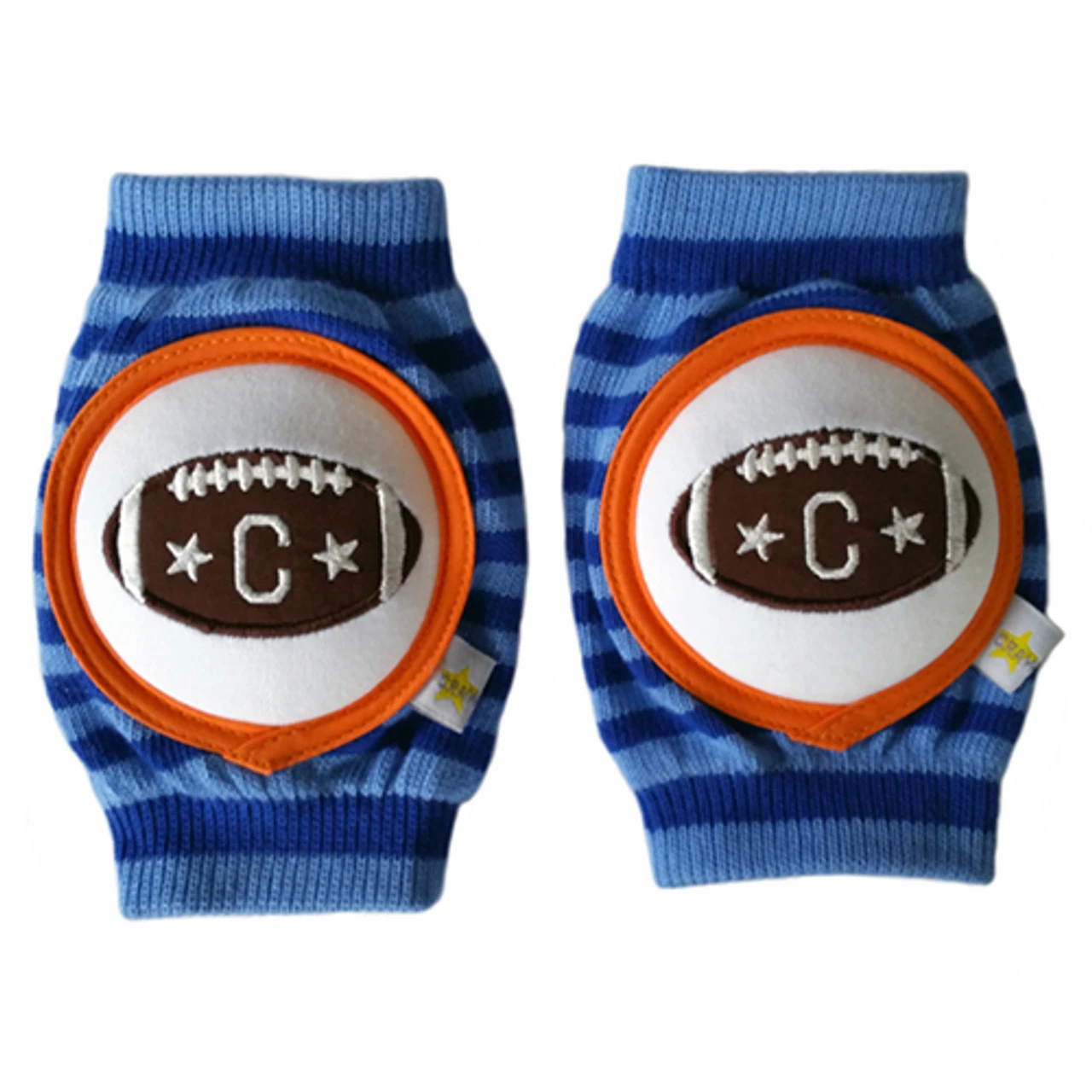 Crawlings Baby Knee Pad - Cobalt Blue Striped Football 1 Crawlings Baby Knee Pad - Cobalt Blue Striped Football
