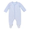 Under The Nile Organic Cotton Snap Front Footie With Mitts - Blue Stripe