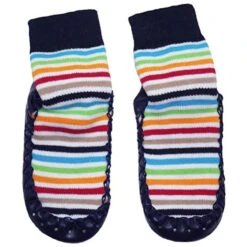 Konfetti Multi Stripes Swedish Moccasins - Size 4Y