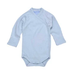 Under The Nile Long Sleeve Side Snap Babybody - Ice Blue
