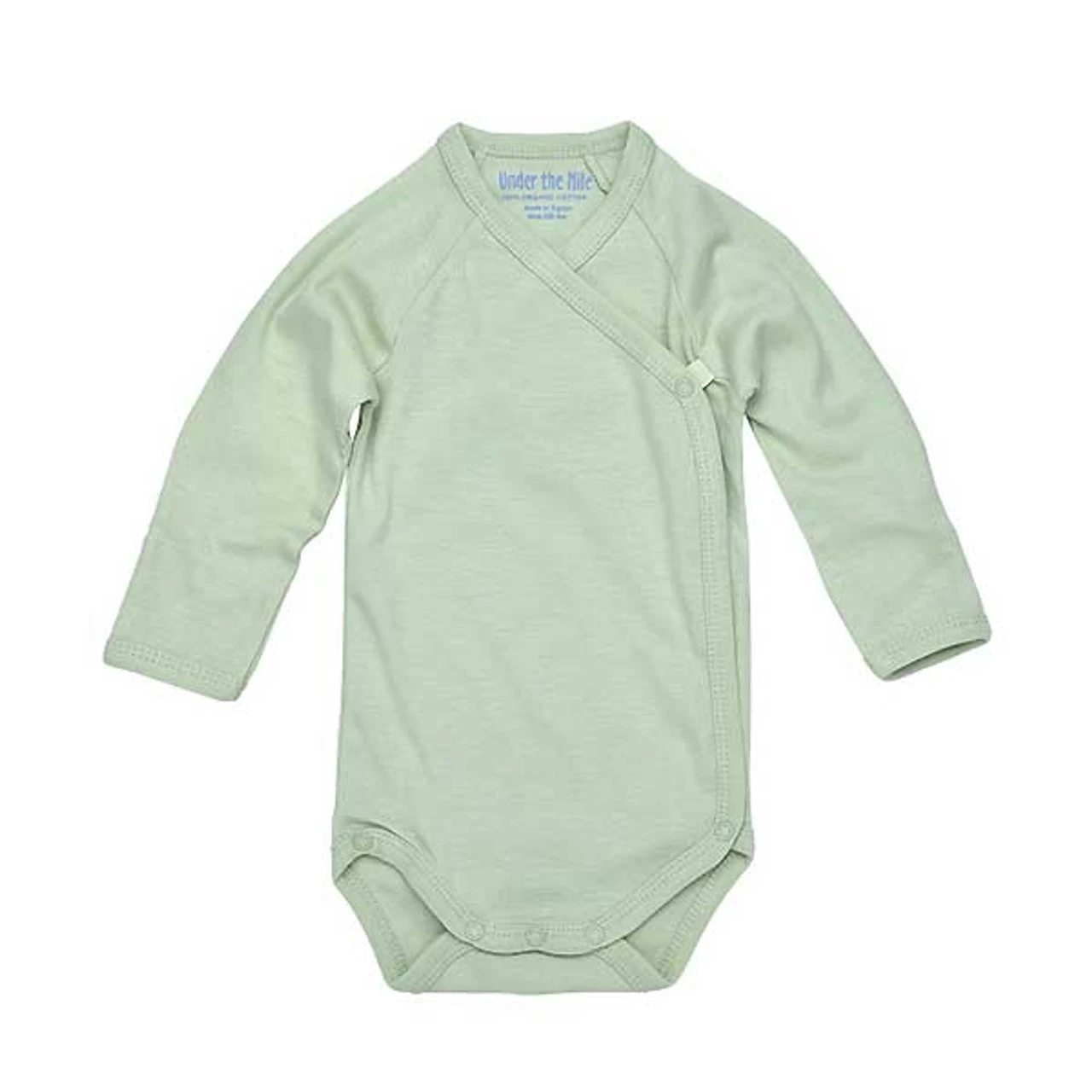 Under The Nile Long Sleeve Side Snap Babybody - Sage 2 Under The Nile Long Sleeve Side Snap Babybody - Sage - Image 2