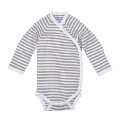 Under The Nile Long Sleeve Side Snap Babybody - Tan Stripe