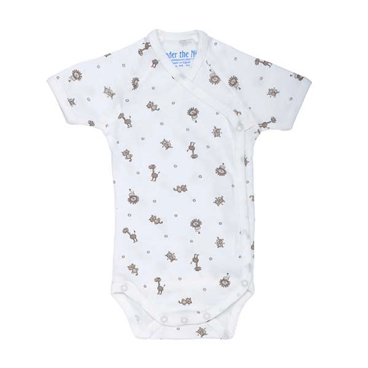 Under The Nile Short Sleeve Side Snap Babybody - Animal Print 2 Under The Nile Short Sleeve Side Snap Babybody - Animal Print - Image 2