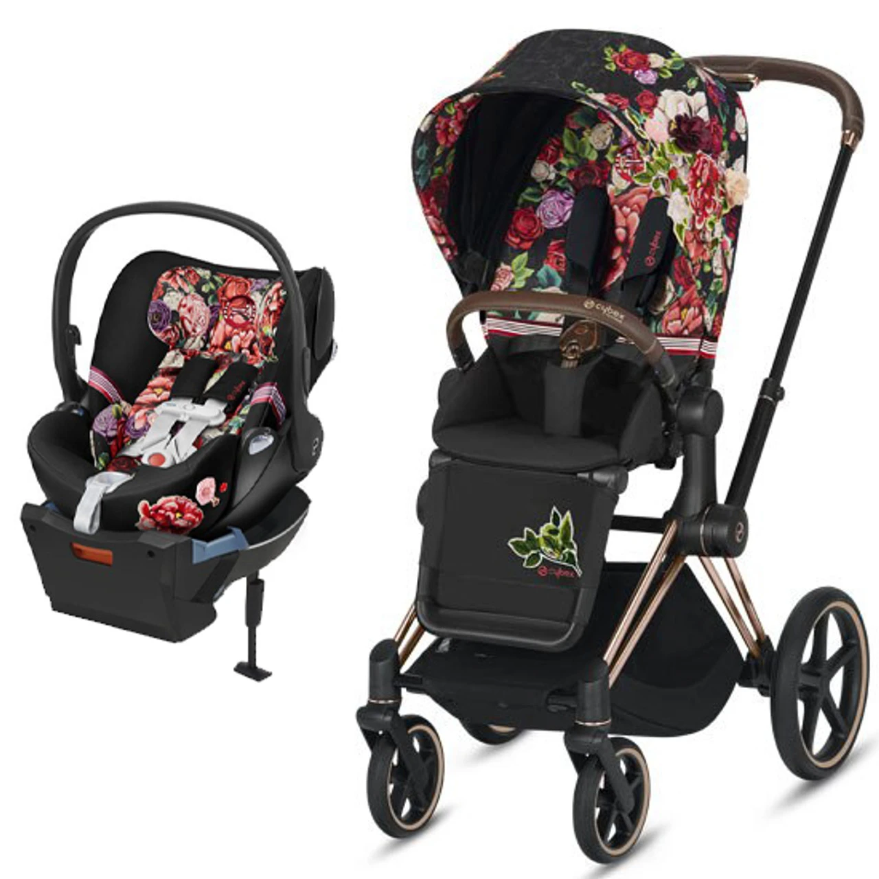 Cybex PRIAM 4 Stroller With Cloud Q - Spring Blossom 1 Cybex PRIAM 4 Stroller With Cloud Q - Spring Blossom